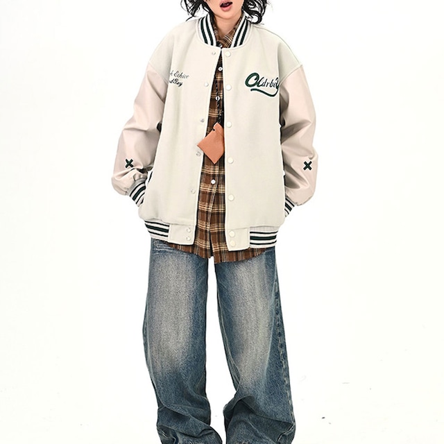 パッチワークバックデザインスタジャン 2col R00986