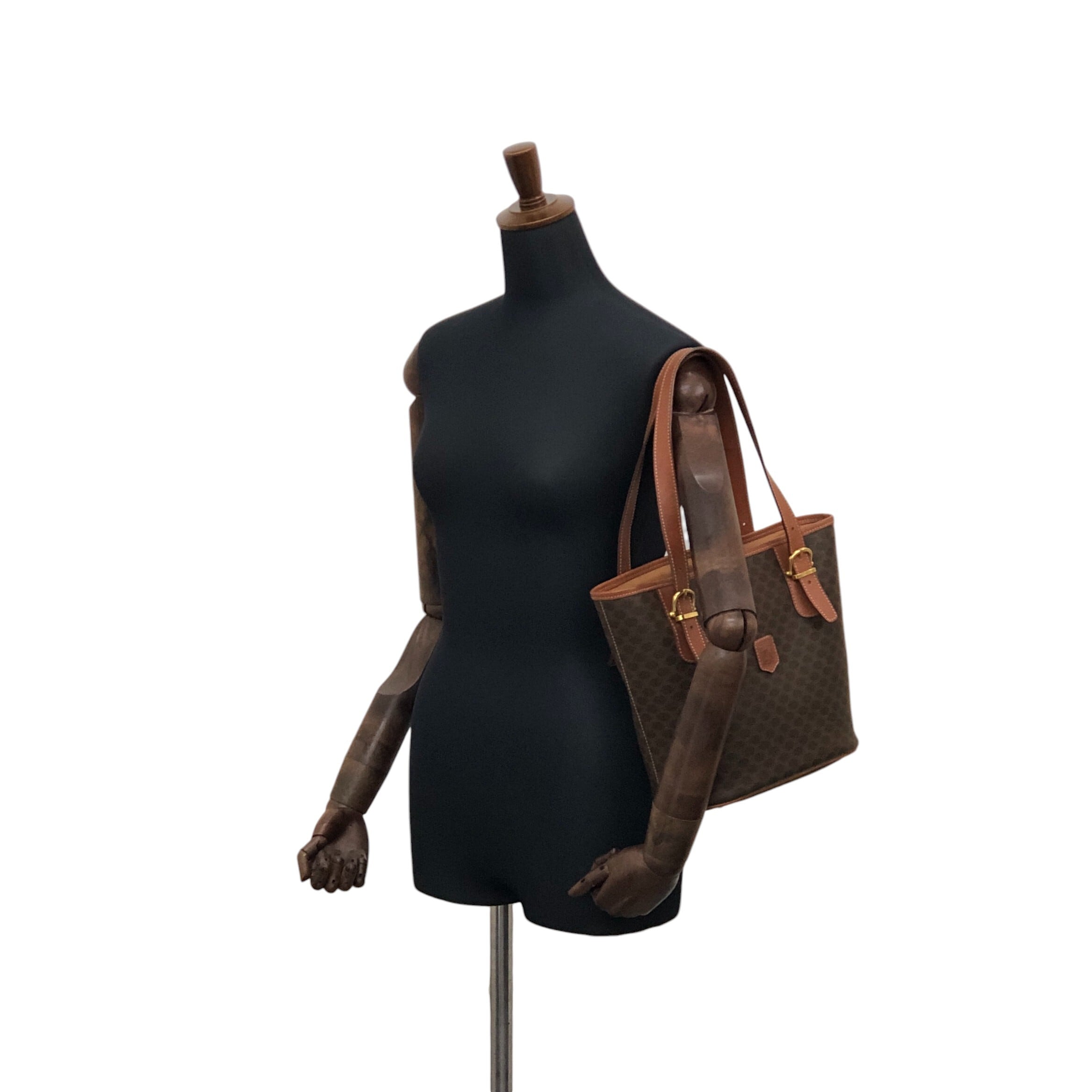 CELINE セリーヌ マカダム トートバッグ ブラウン ブラゾン型押し PVC