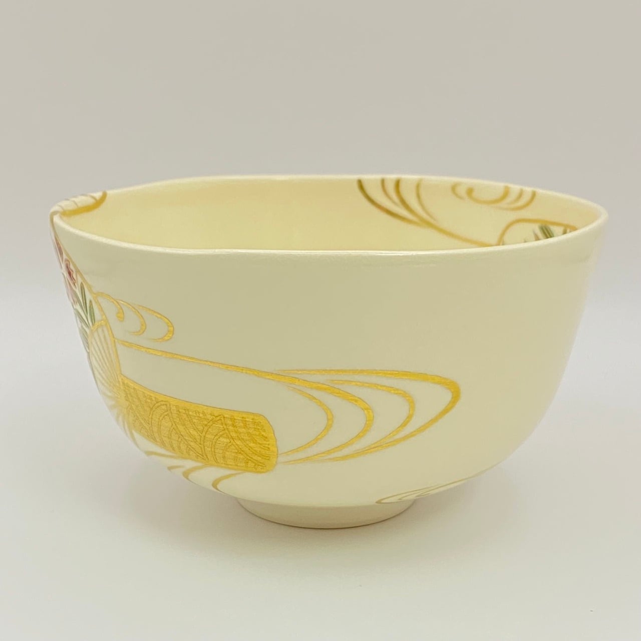 新品】茶碗 色絵 団扇 福本未来 共箱入 | 茶道具 錦玉堂