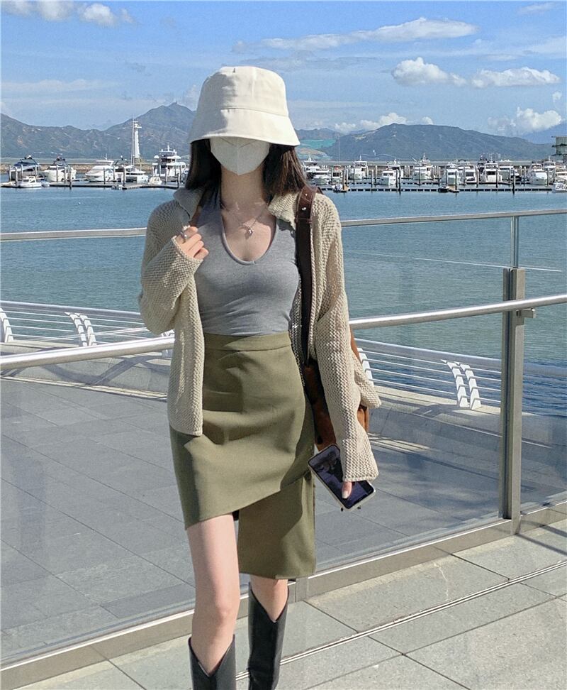 オータムスタンダードニットセーター コート スカート レトロ 秋物 モンロー30160535915