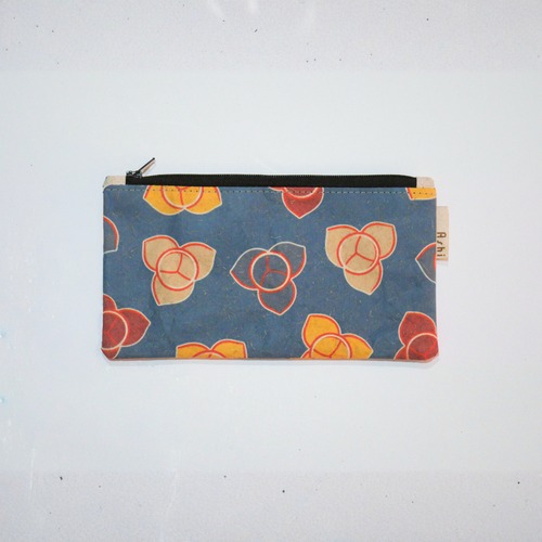 Ashi｜亜紙 Flat Pouch M＊Blue Romduol Flower 花柄 紙ポーチ バナナ ハンドメイド