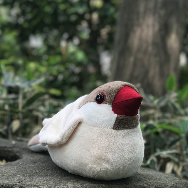 （新サイトにて販売中）抱き文鳥ぬいぐるみ シルバー文鳥