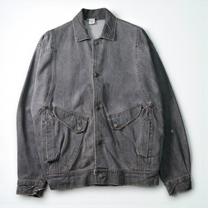 Vintage A-2 type stitch design faded loose denim blouson jacket "GRAY DENIM"