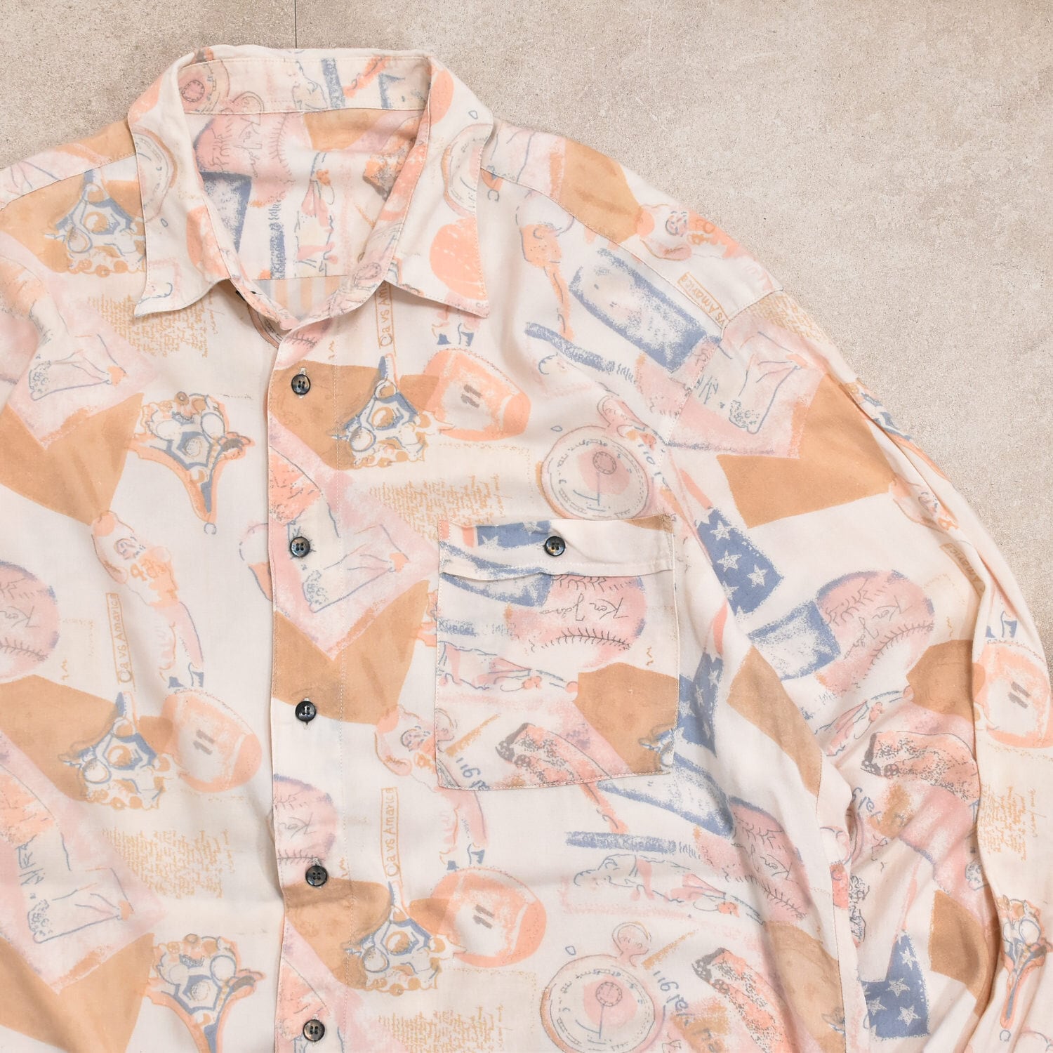 90s～ Full pattern rayon shirt