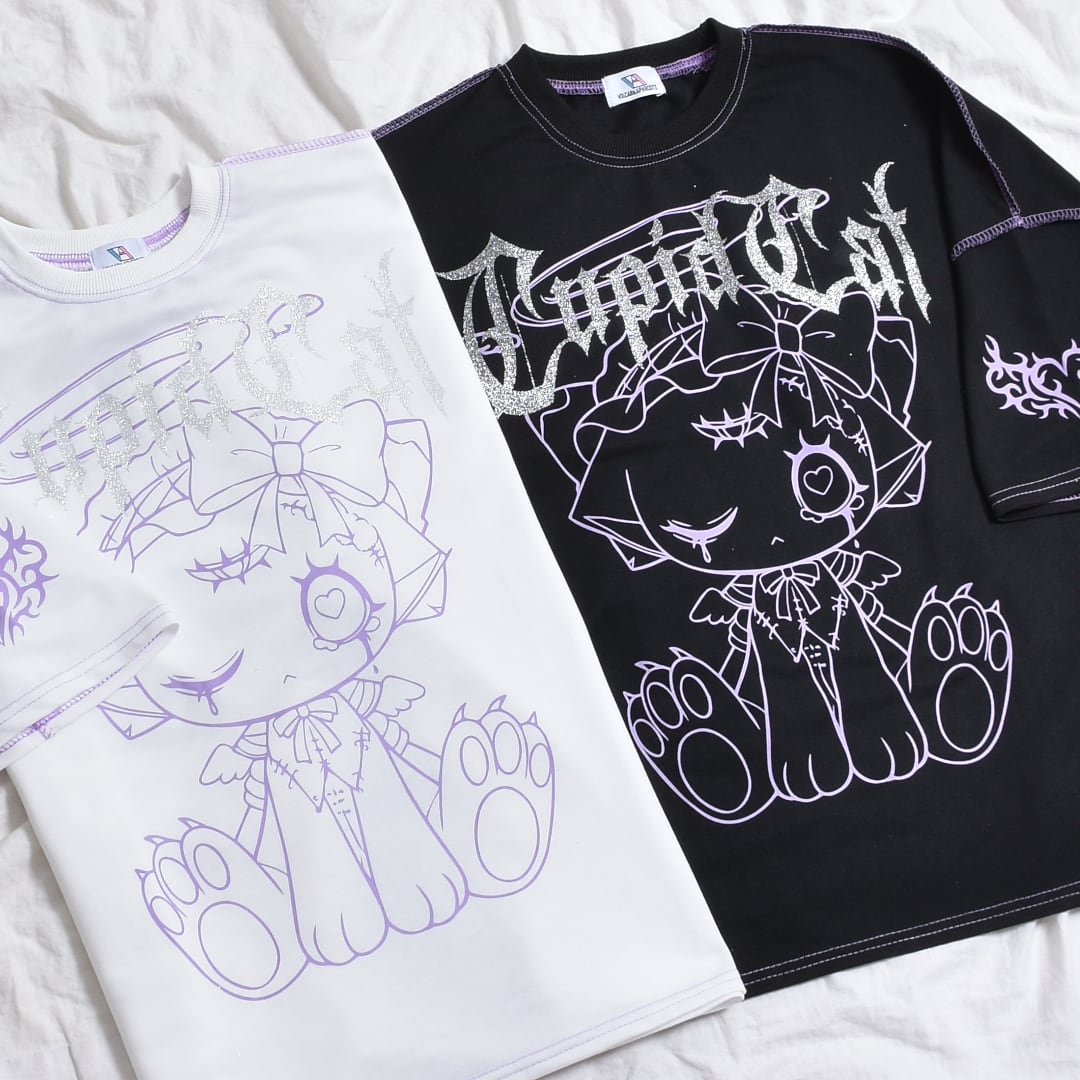 【5/21 BLACK M再入荷!】新作★CupidCatステッチTシャツ