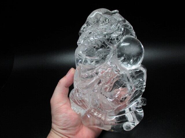 高級彫刻品　天然水晶龍　no,10