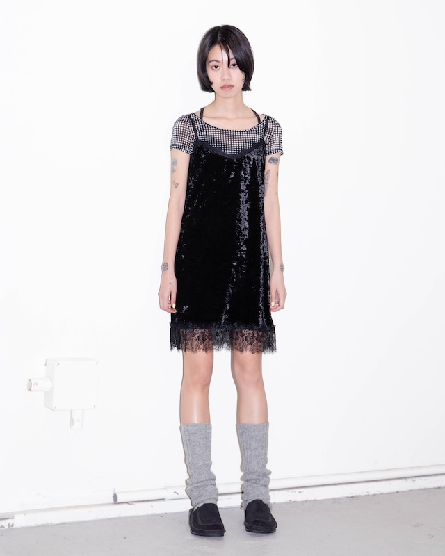 1990s Euro vintage - crushed velour camisole dress