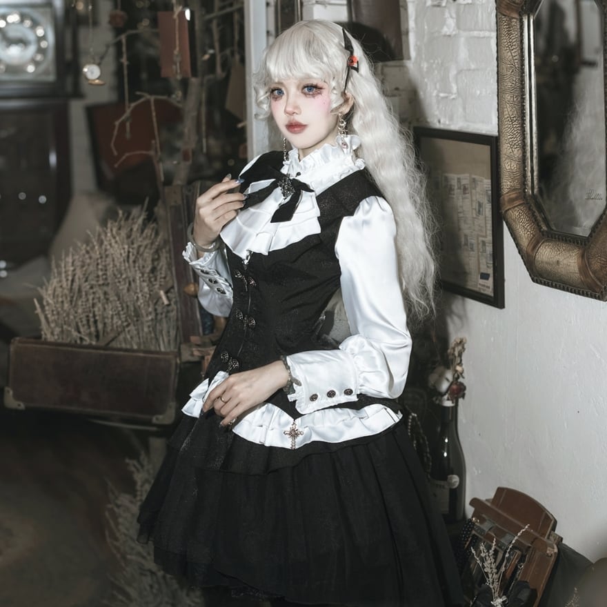 With U ゴスロリ セットアップ リボン 地雷系 量産型 ゴシック ロリータ ゴスロリ通販 With U ゴスロリファッションセットアップ 3点