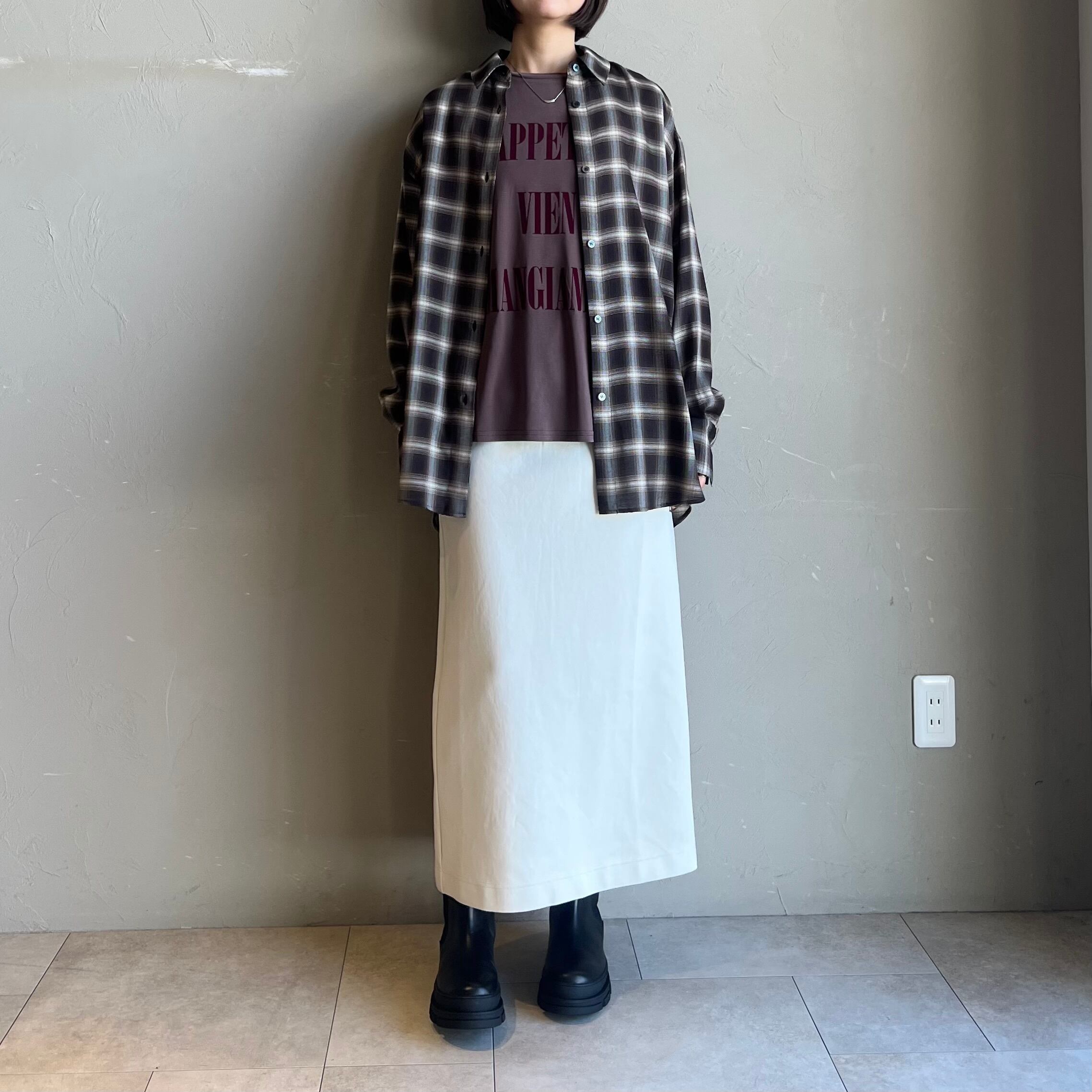 CLOCHE 】キュプラ混バックスリットチェックシャツ | valance 福井