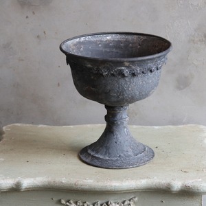 akさま専用ページ:ブリキ植木鉢　アンシャンカップDGY　アンティーク調　シャビーシック　オシャレ　UF564