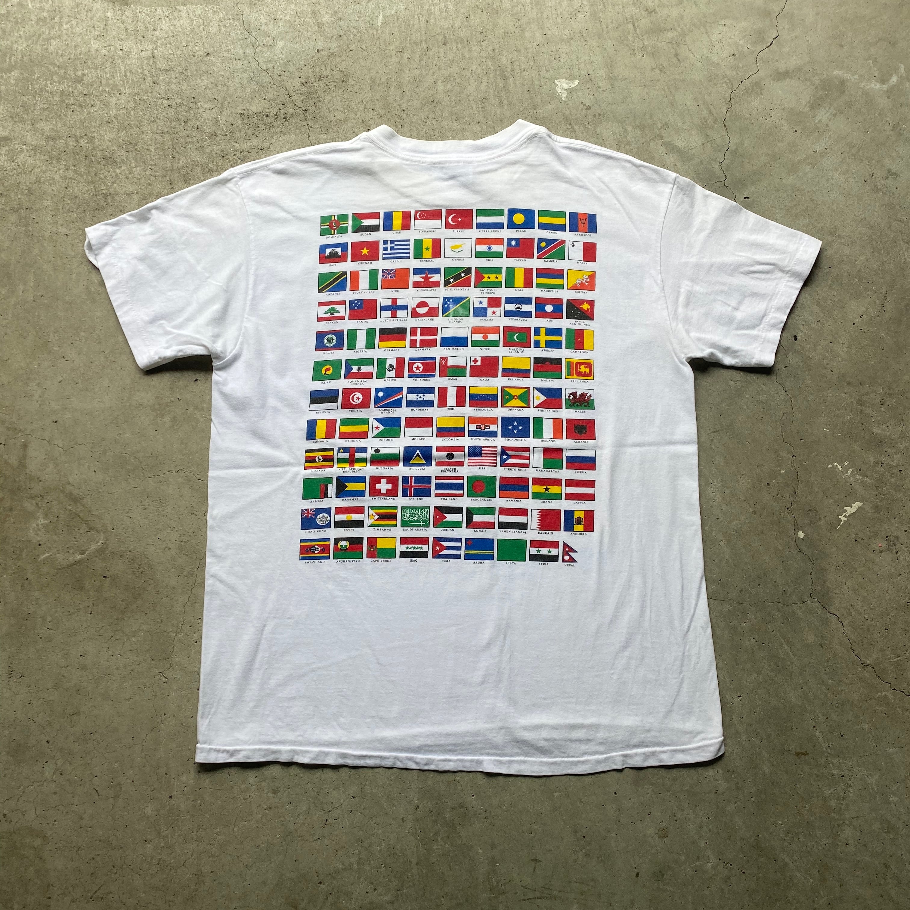 90年代 万国旗 プリントTシャツ メンズL ヴィンテージ 古着【Tシャツ 
