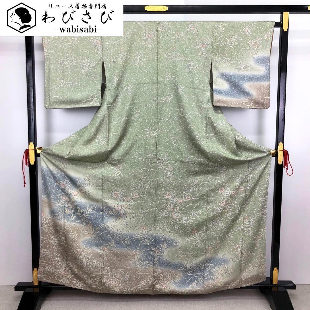 新品 正絹 花草模様 鴛鴦 トールサイズ 訪問着 着物 A3479 新品 正絹 花草模様 鴛鴦 トールサイズ 訪問着 着物 A3479