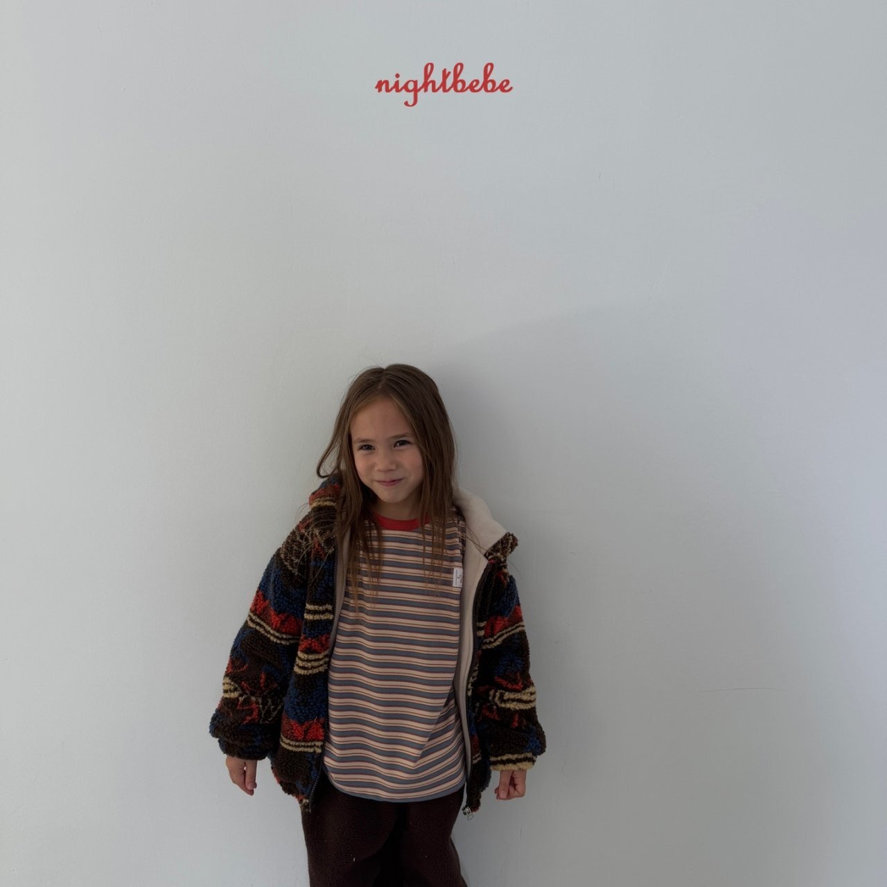 【Night bebe】ふわふわマルチボーダーT 90〜130cm レッド 2241118 - 5