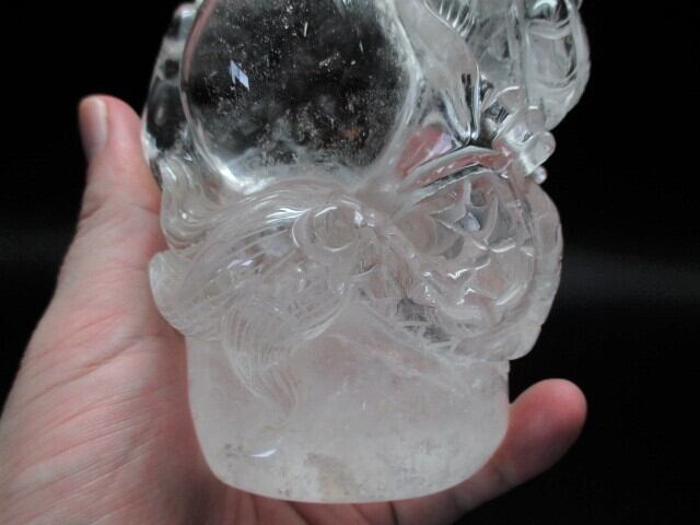 高級彫刻品　天然水晶龍　no,8