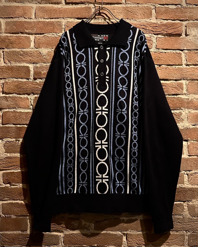 【Caka act3】Gancini Pattern Vintage Knit Polo