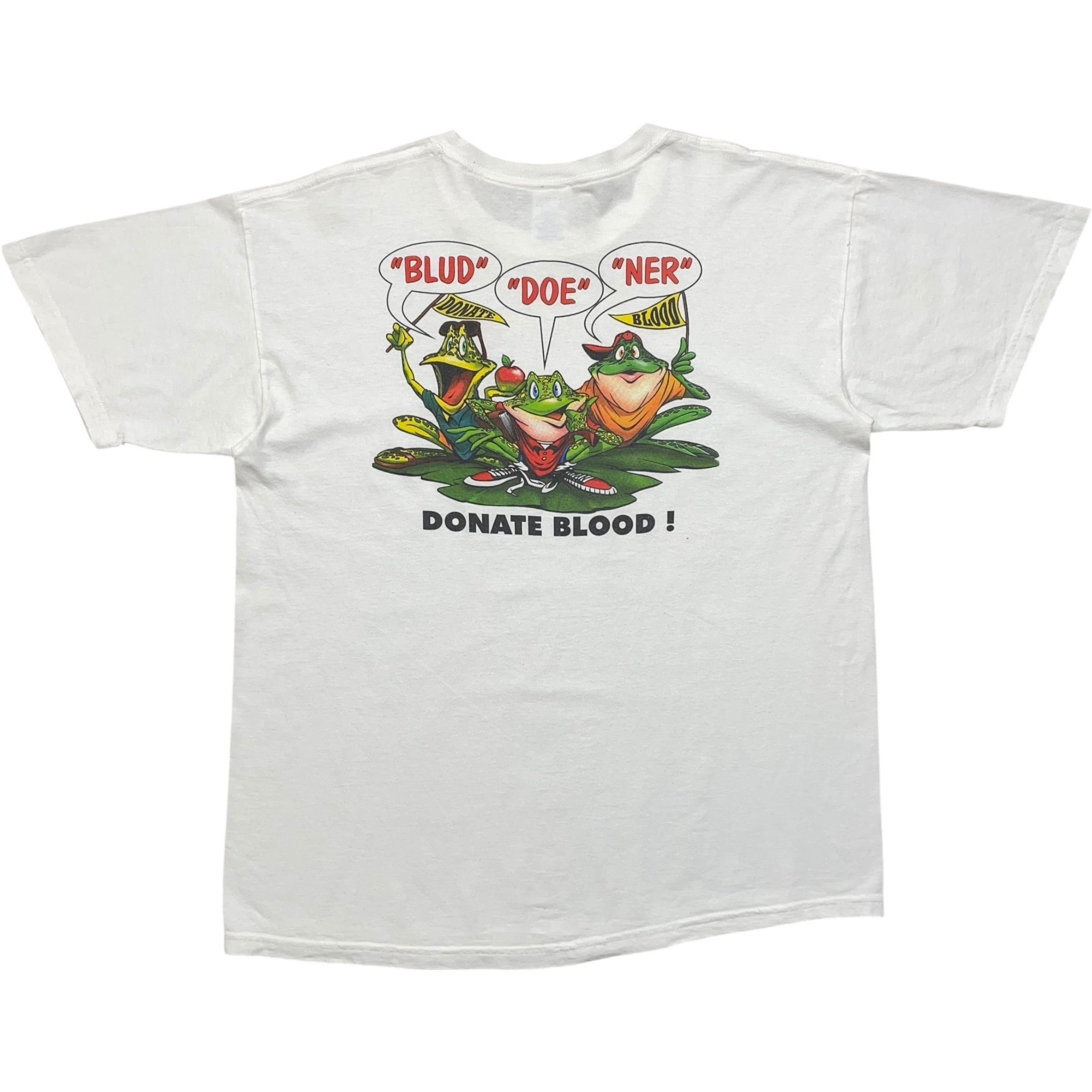 《L》GILDAN ギルダン Tシャツ カロライナ地域血液センター 献血 両面プリント ホワイト no.8737