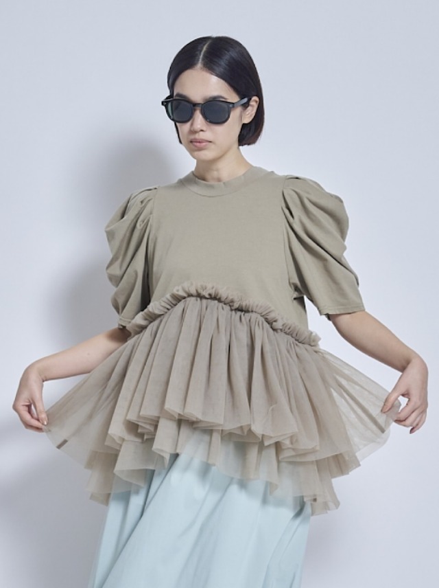 【予約商品：5月お届け】 THOMAS MAGPIE　パフスリーブチュールトップス