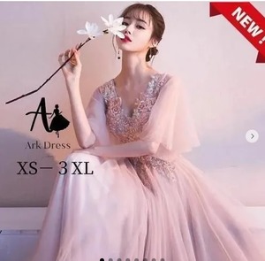 ★送料無料★11号(L)★チュール袖フリルのパ－ティ－ドレス(OPN2876)