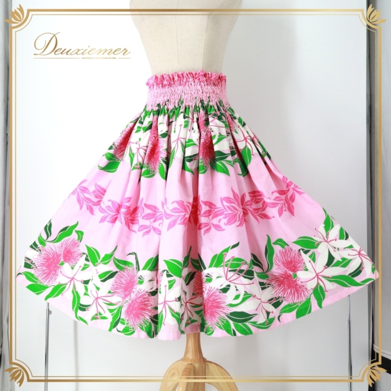 フラダンス 衣装 パウスカート ピンク系 ブルーヘブンカンパニー ハワイアンプリント BLUE HEAVEN COMPANY 花柄 植物柄 アロハ フラ ダンス レッスン 練習 シングル スカート フレア 華やか 鮮やか かわいい おしゃれ グリーン系 ホワイト系 フラダンススカート パウスカート レディース ハワイアンファッション ダンス衣装 リゾートファッション おしゃれカジュアル