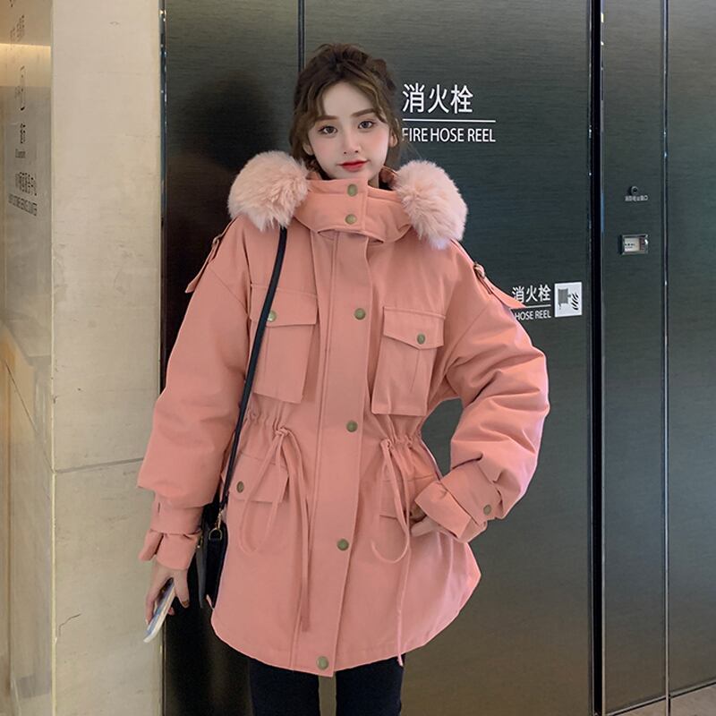 ウィンタールーズファーカラーウェストコート ロング コットン 冬物 YY-ファッション25815564789