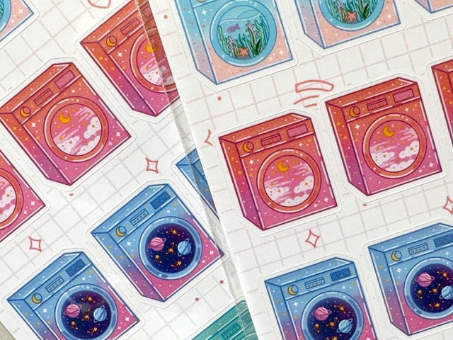 不思議な洗濯機のステッカーシート　Laundry Machine Sticker Sheet【Unicorn Eclipse】[UE-13s]