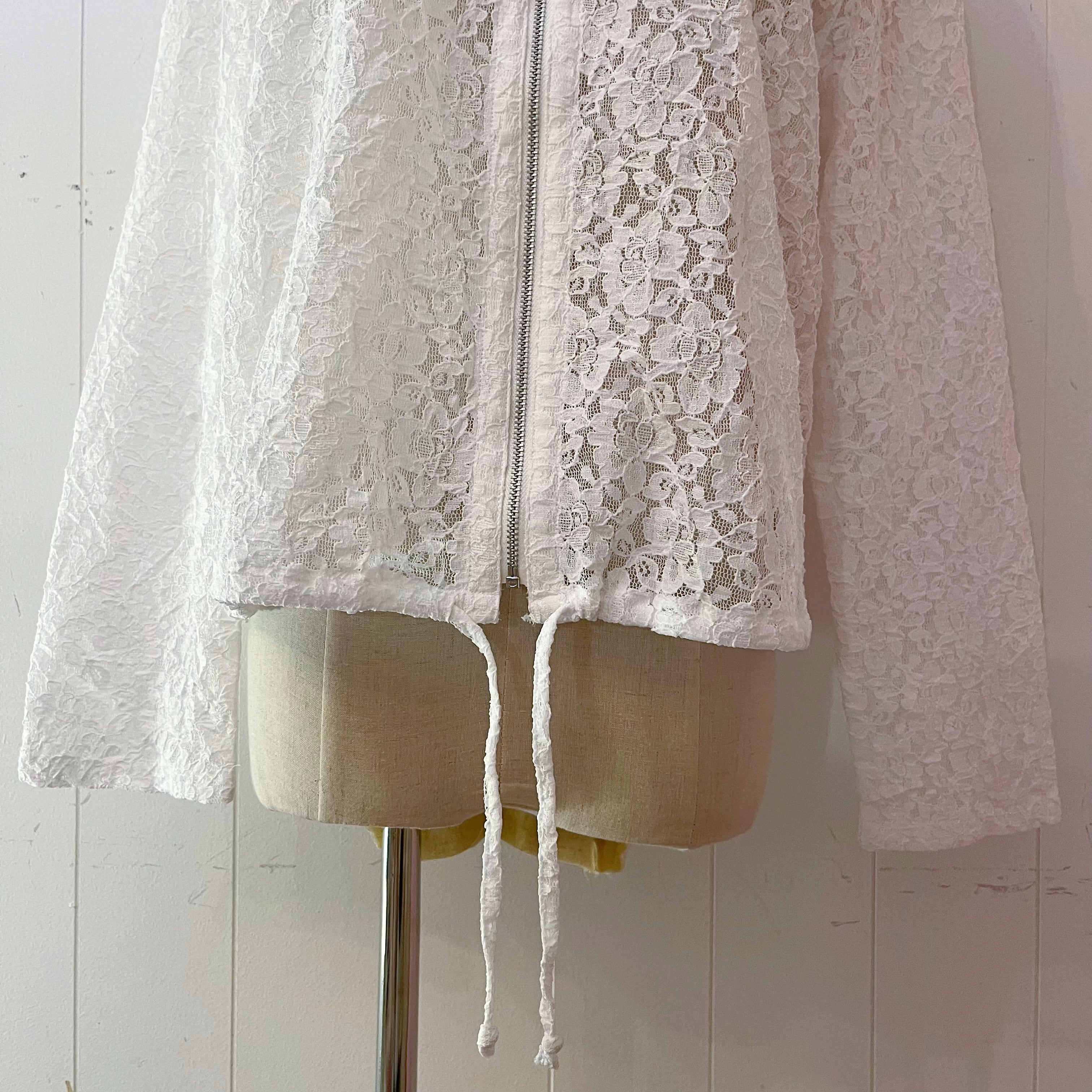 white flower lace hoodie