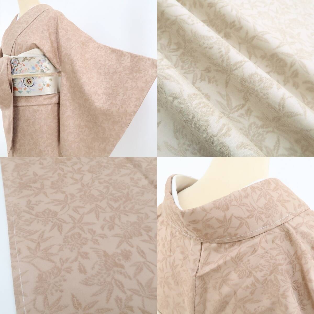 新品 桐竹鳳凰文 着物 仕付け糸付“優しい木枯らしと錯覚する”色無地