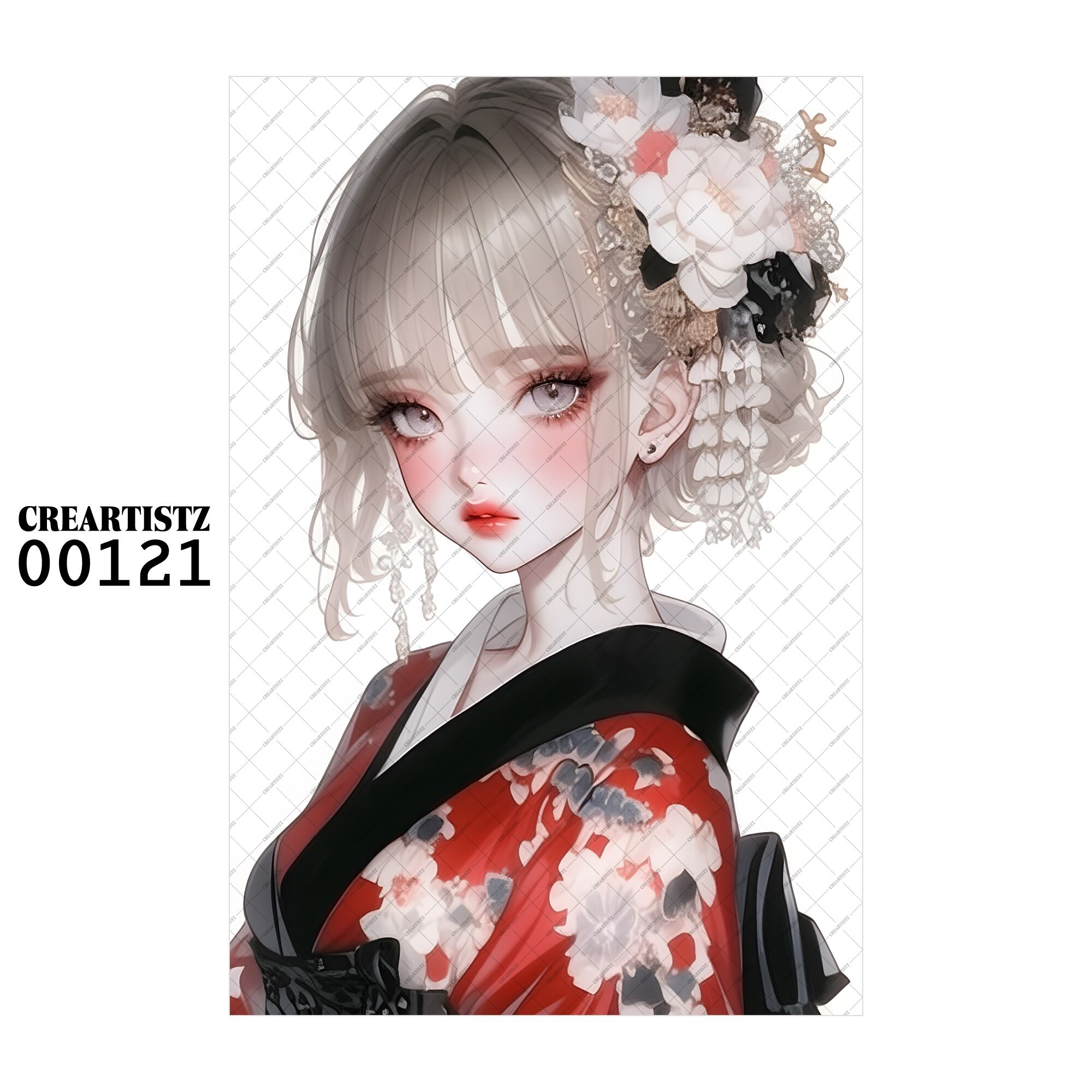 00121 ガール キュート オリジナル ペーパー/ステッカー 4枚セット CREARTISTZ