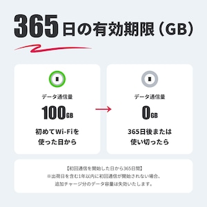 国内ギガ(100GB)+ モバイルルーター(HUNDRED Wi-Fi チャージ Type 本体)USB / 車載 / バッテリーレス