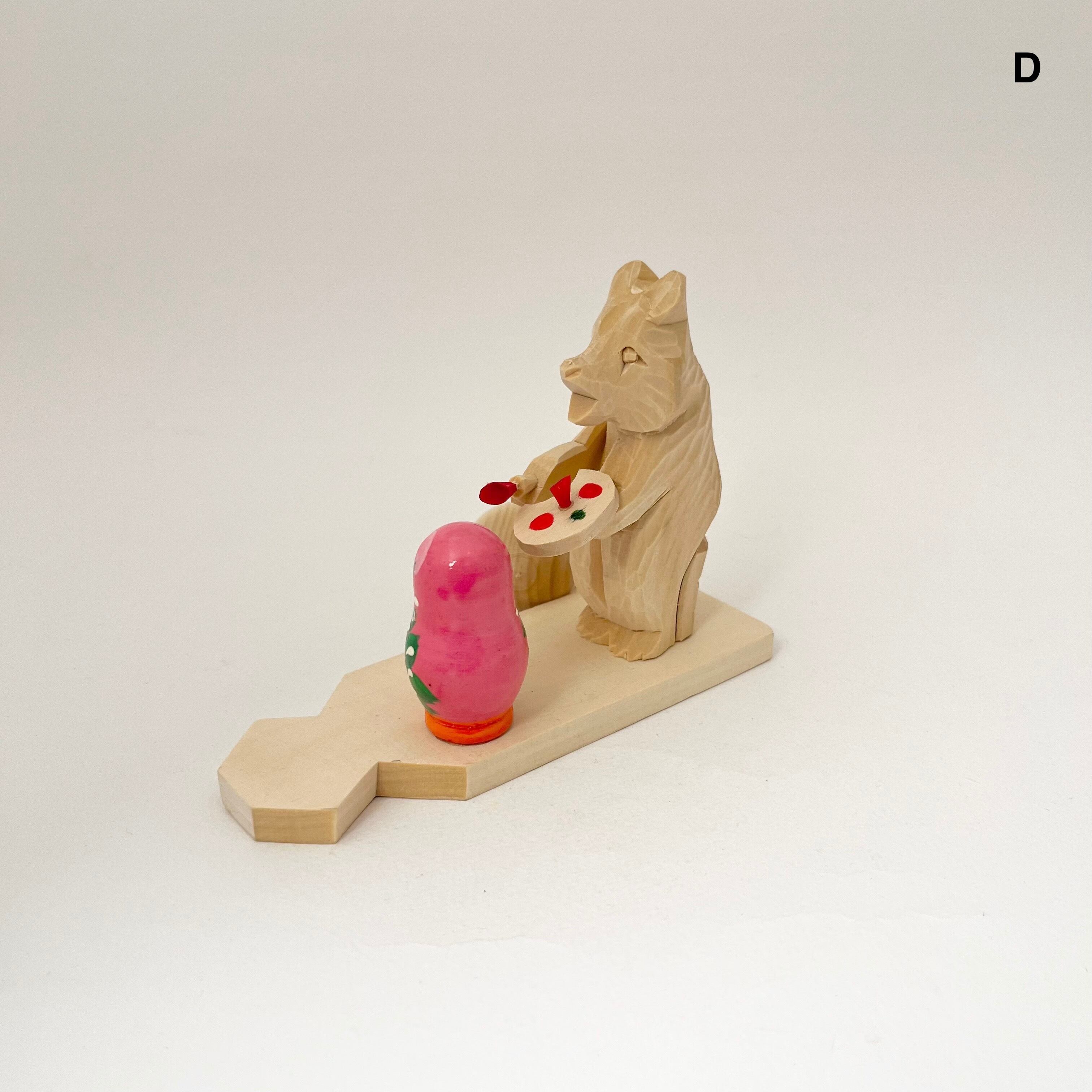 ボゴロツコエ木地玩具「クマのマトリョーシカ職人」桃色