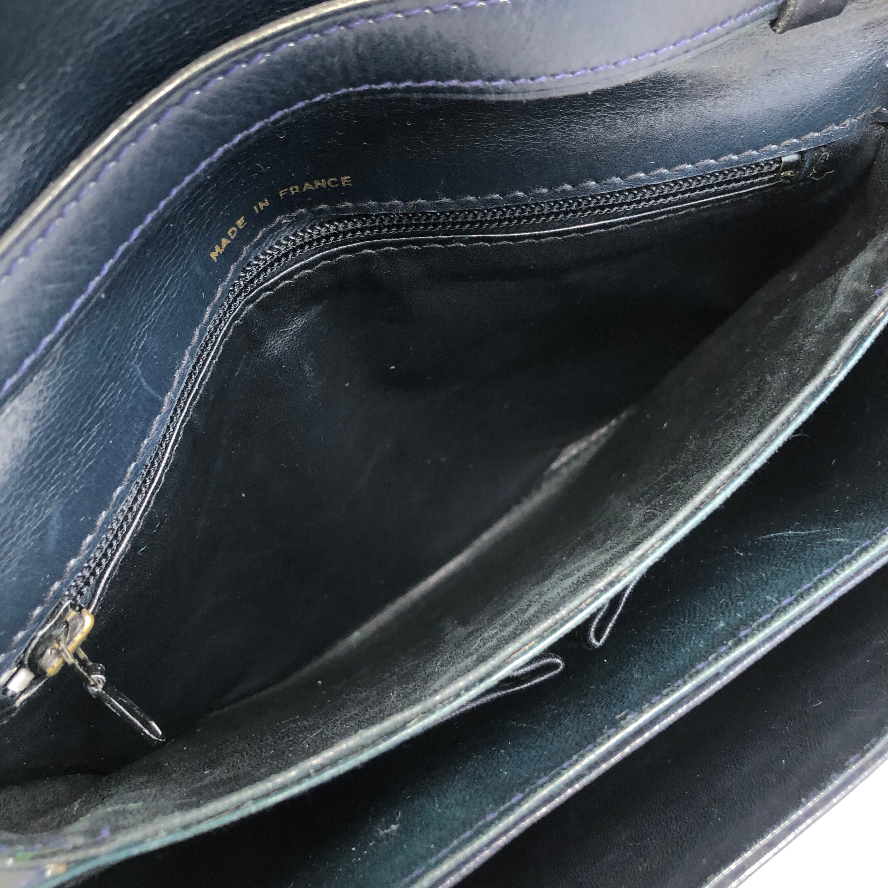 CELINE/セリーヌ/バッグ/ショルダー/馬車/ヴィンテージ/ネイビー/正規品 CELINE セリーヌ ショルダーバッグ ネイビー 馬車 レザー ミニバッグ
