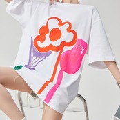 花柄ペイントTシャツ H0100