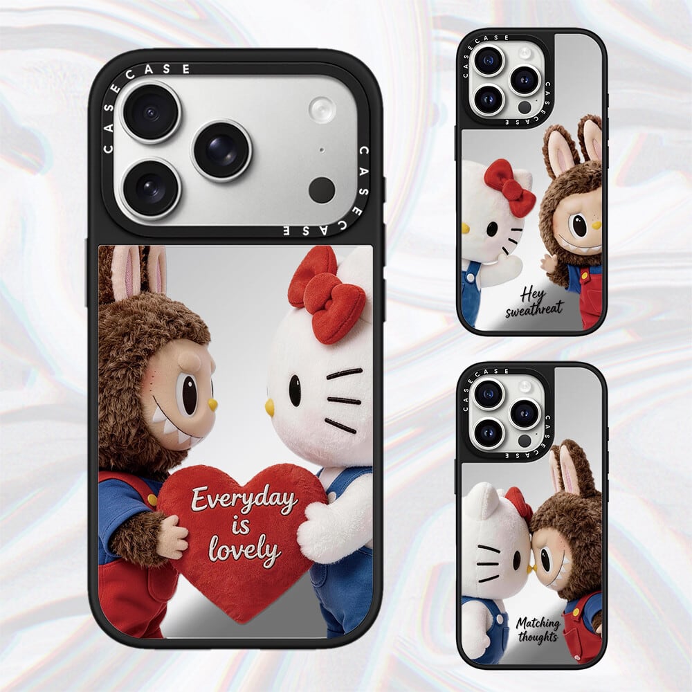 可愛すぎるケース!ラブブ×キティちゃん iPhoneケース かわいい卡通 17 Pro/16 Pro Max/15/14 Plus/13/12 対応 アニマル おしゃれ プレゼントに
