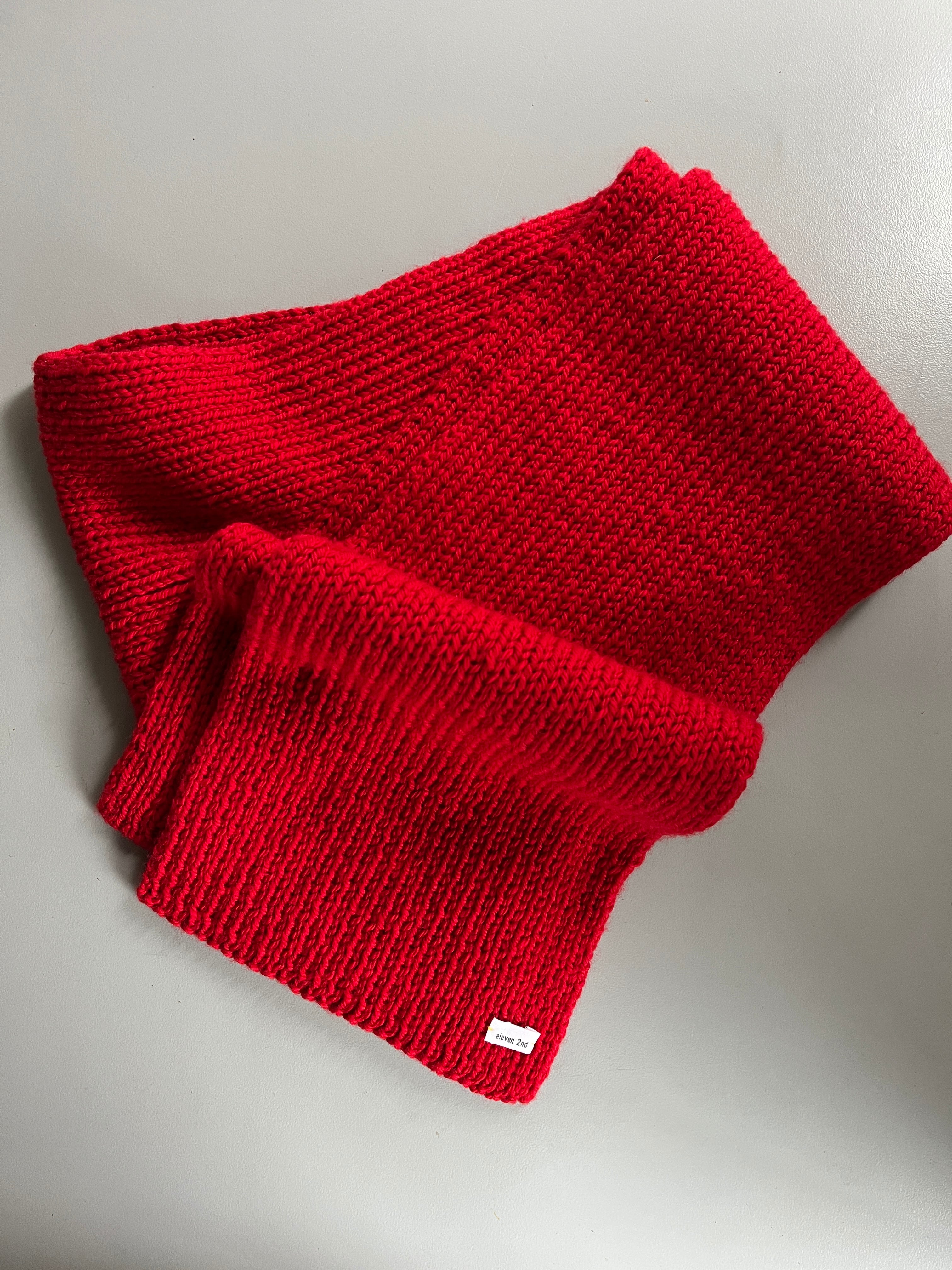 eleven 2nd|イレブンセカンド|ウール リブ マフラー|Red