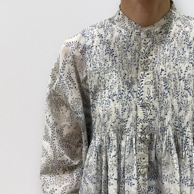 maison de soil 80'S COTTON LEAF & FLOWER BLOCK PRINT MINI PINTUCK