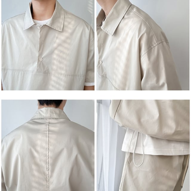 予約販売】メンズ セットアップ 上下 ハーフパンツ 半袖シャツ 薄手