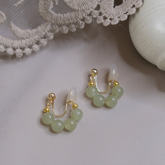 Jade pierced earrings＊S-385