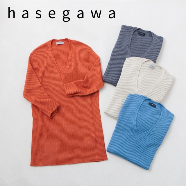 5分袖 ニット トップス セーター レディース Vネックセーター ニットセーター 半袖 日本製 シルクニット 生地 シルク100 きれいめ ふわふわシルクVネックリブセーター ハセガワ hasegawa 長谷川商店 SW1370 Hs021