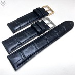 BAMBI  本革 型押し ブラック マット竹符 シルバー/ゴールド 20mm 腕時計ベルト