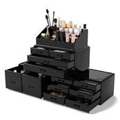 Readaeer 化粧品収納ボックス コスメ収納 特大容量 メイクケース メイクボックス メイク収納ケース 化粧品入れ 4段 (ブラック)