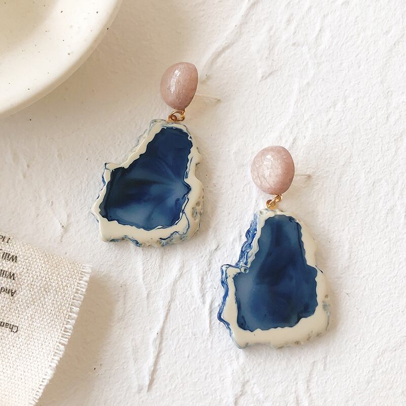 イヤリング スタンダードブルーパターンレッド レトロ 指輪 ブラック・アイド・ピーズ42695820308