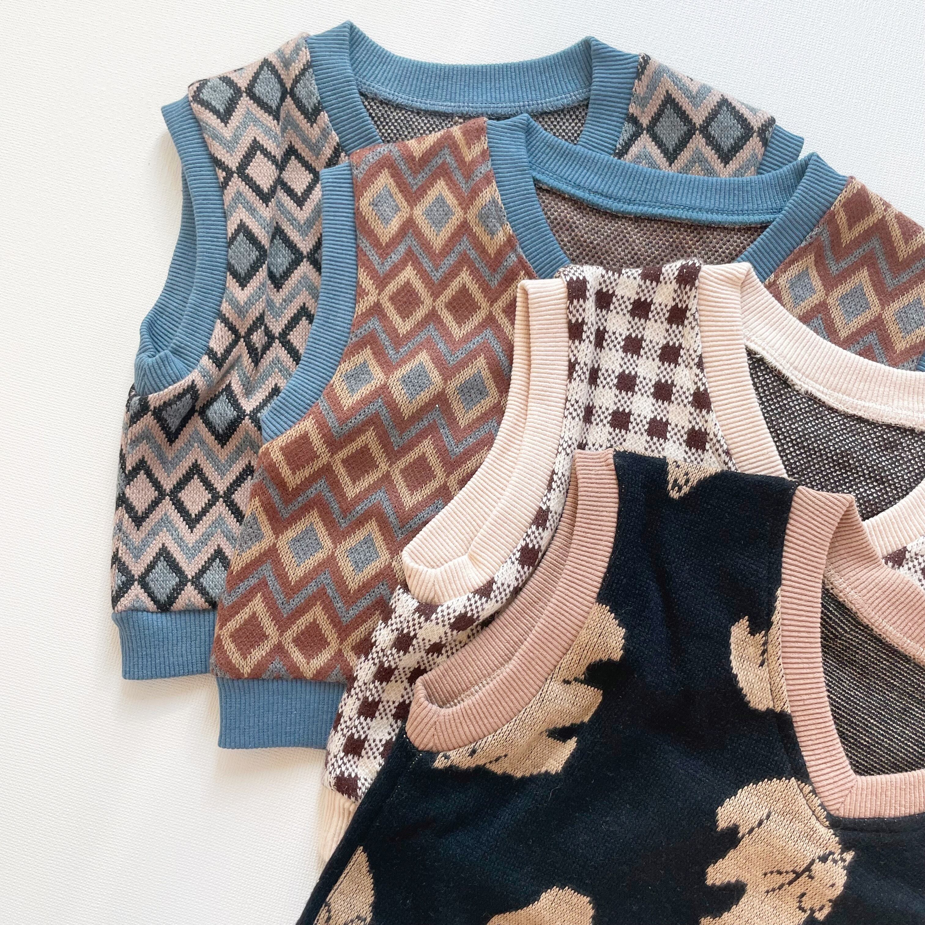 mediam kids jacquard knit vest ニットベスト