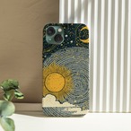 受注生産 iPhoneケース 金色太陽と青い波の星図｜星図アート STAR078C