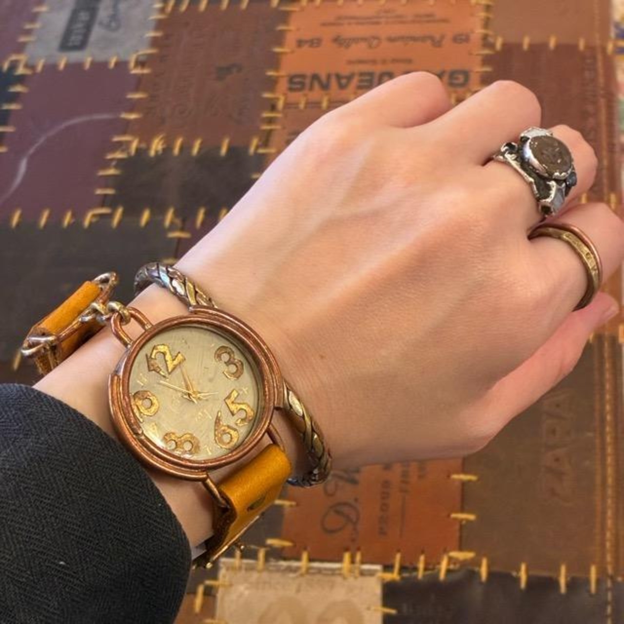 [Made to order] Brass and leather handmade watch uy Monsieur Montre CM Made to order Brass and leather handmade watch Monsieur Montre Camel