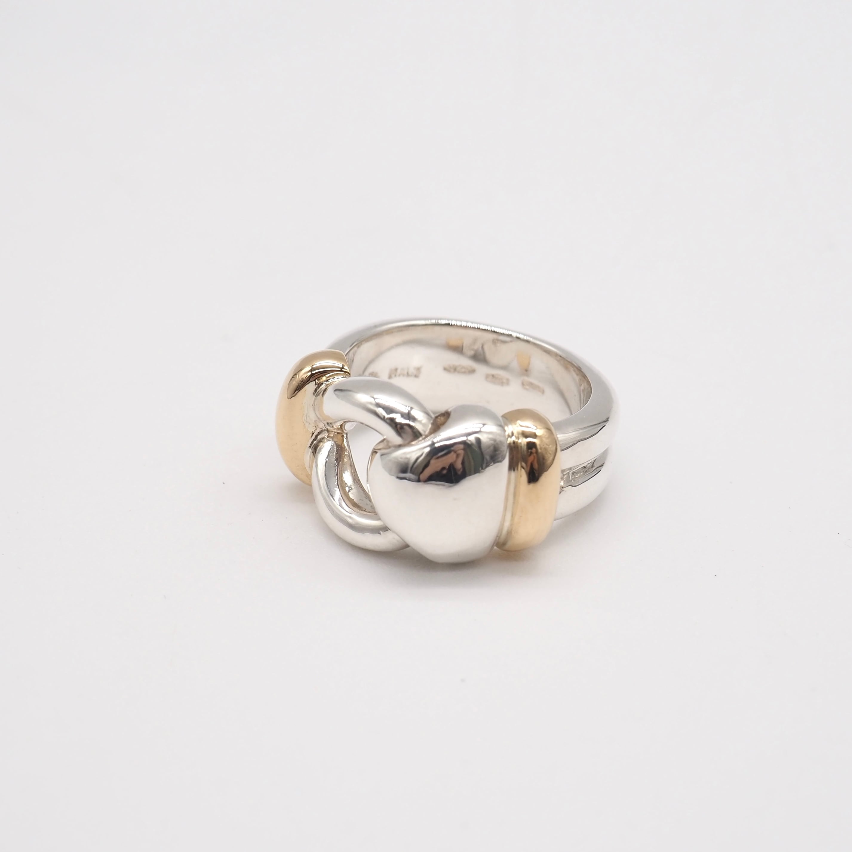 Tiffany&Co. 約12号 ワイドノット コンビ リング シルバー925 K18