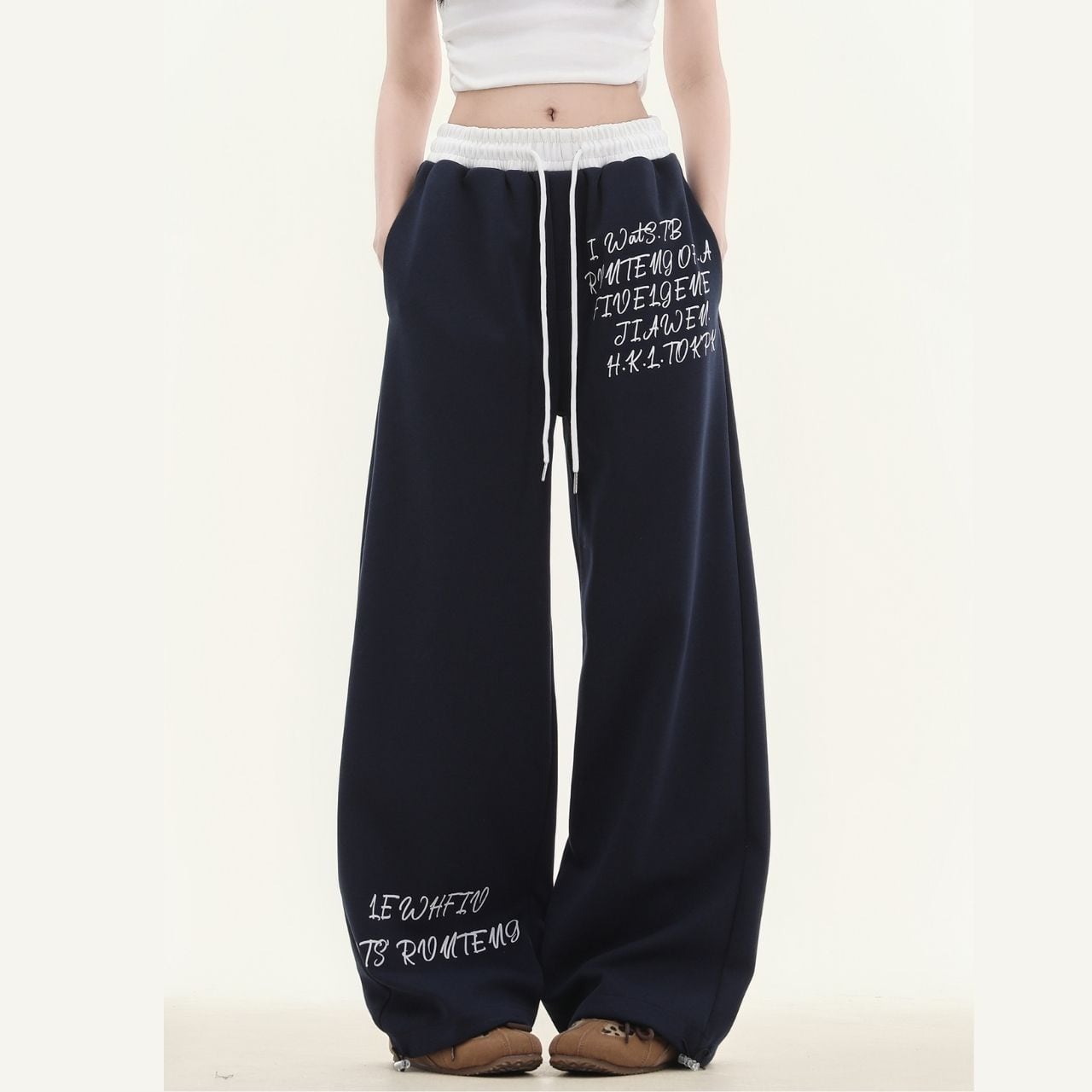 スクリプトレタリングワイドスウェットパンツ 2col R00723