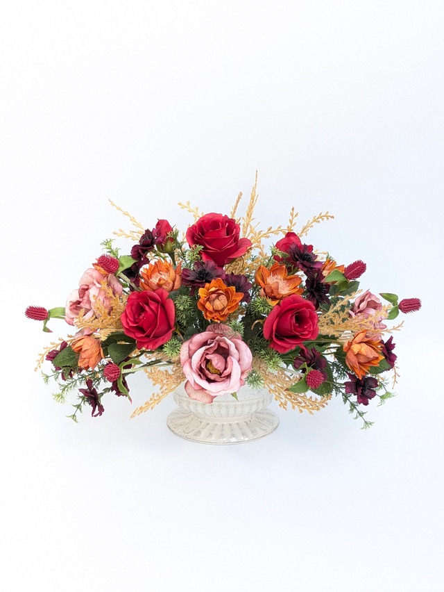 YSアウトレット 高級造花アレンジメント バラとコスモスのしらべ