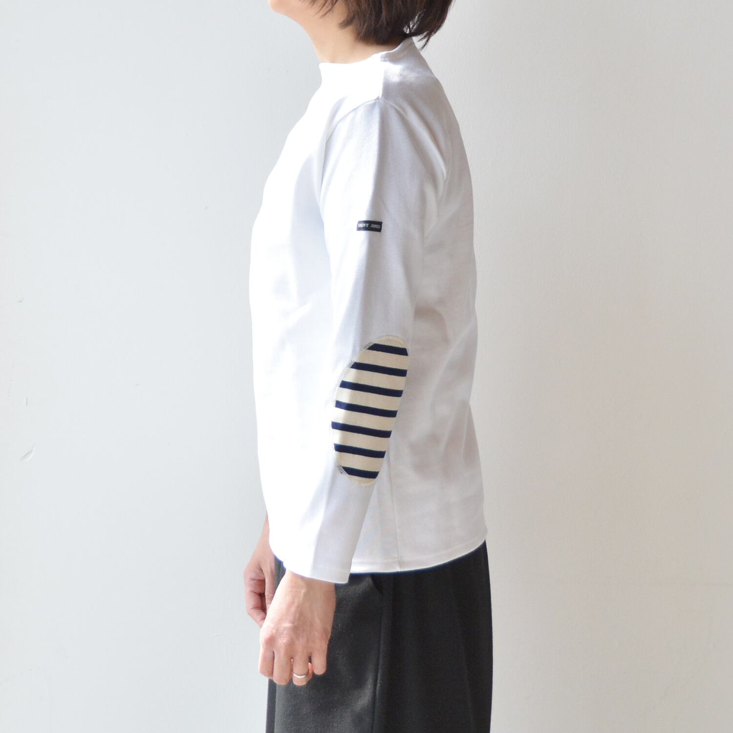 セントジェームス SAINT JAMES ウエッソン無地エルボーパッチ(13JCOUES.COUD.R)NEIGE(ECRU/MARINE)