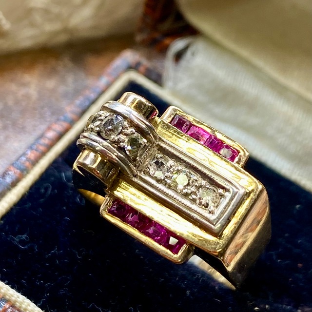 アンティークジュエリー　フランス タンクリング　20世前半のラグジュアリーなハンサムリング　 DR00732