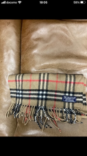 SCOTLAND製BURBERRY バーバリー ノバ チェック柄 カシミヤマフラ